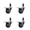 Service Caster 3'' Thermoplastic Rubber Swivel 1-1/8'' Expanding Stem Caster Set Total Lock Brake, 4PK SCC-EXTTL20S314-TPRB-118-4 - alternate 1